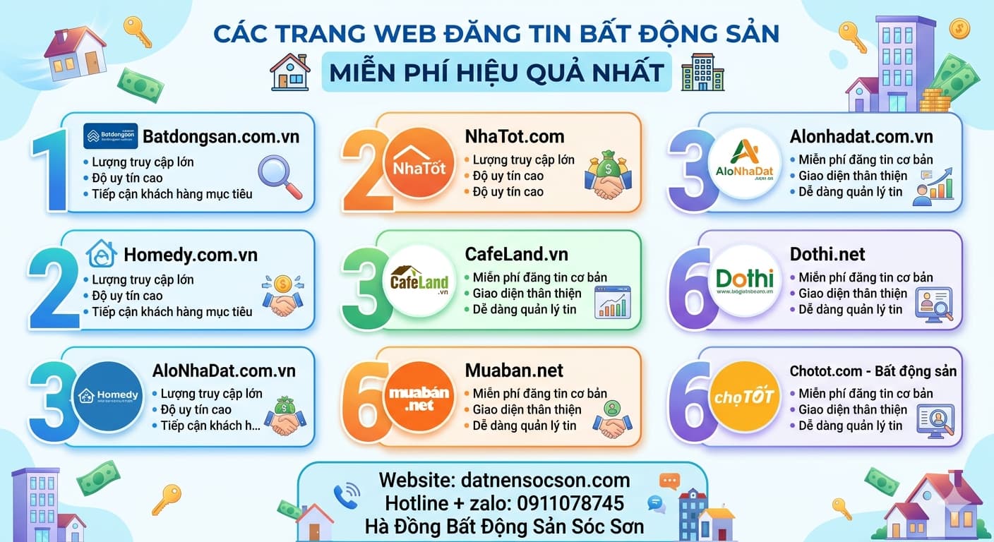 Các trang web đăng tin bất động sản miễn phí hiệu quả nhất