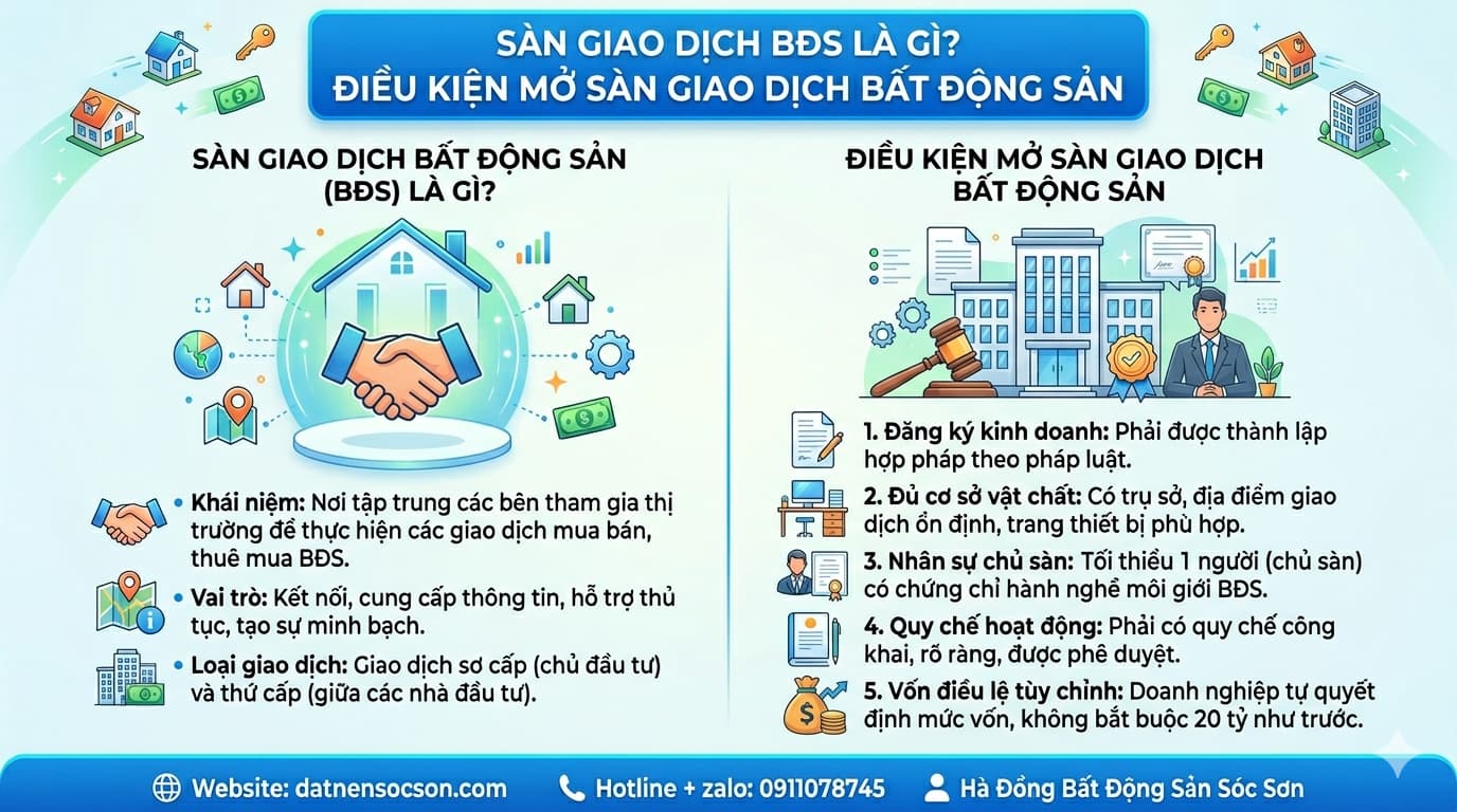 Sàn giao dịch BĐS là gì? Điều kiện mở sàn giao dịch bất động sản